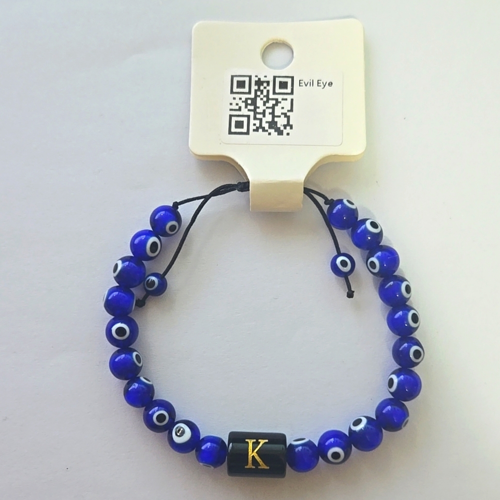 Evil Eye Gem Stone Bracelet Letter K